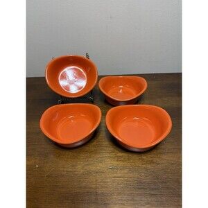 Rachel Ray Stoneware Orange 3 Oz.  Ramekins Condiments 4 pcs Set EUC